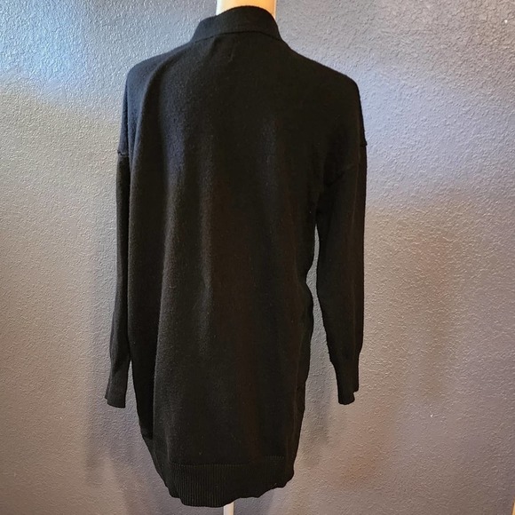 GAP Open Front Knit Long Tunic True Black Sweater Cardigan Size Medium - Picture 3 of 6